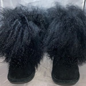 BearPaw Kids Black Faux Fur Boots